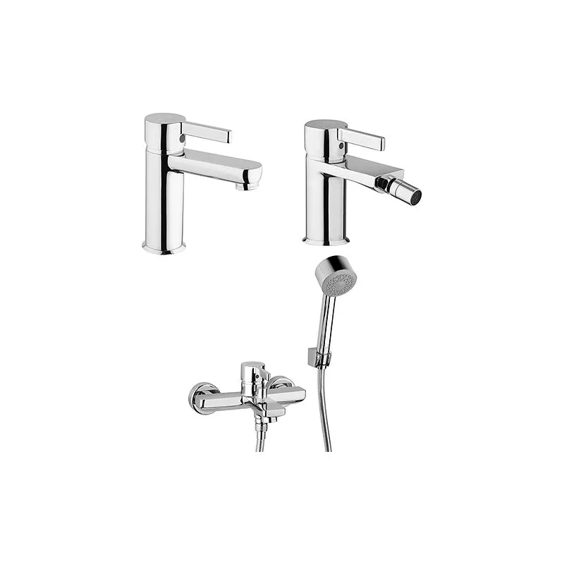 Jacuzzi - Set Rubinetti per lavabo e bidet senza scarico e vasca serie Fiamma cromato