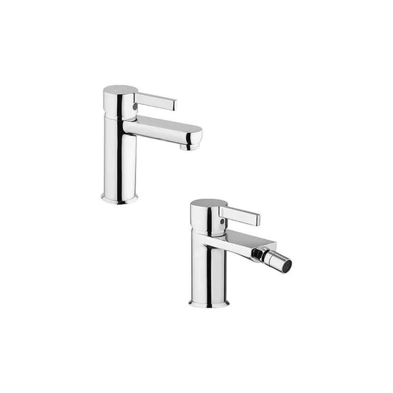 Set Rubinetti Jacuzzi per lavabo e bidet senza scarico serie Fiamma cromato