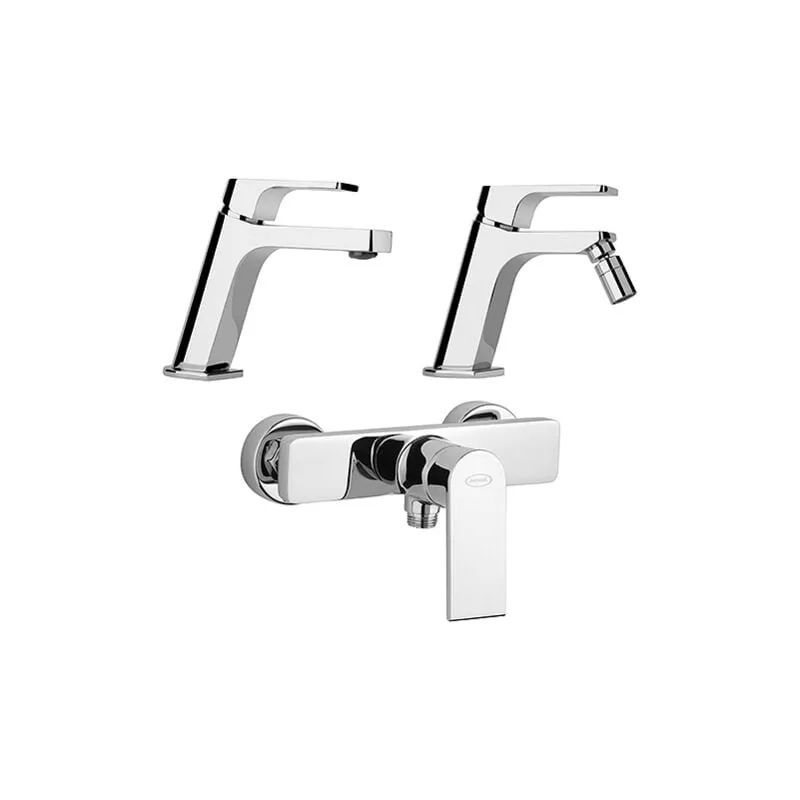 Set Rubinetti Jacuzzi per lavabo e bidet senza scarico serie Twilight e doccia esterno cromato