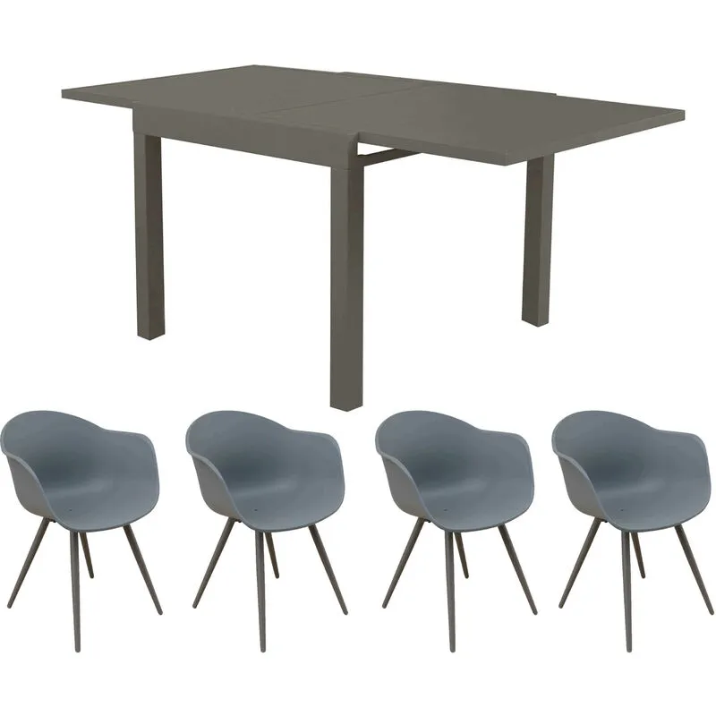 Jerri - set tavolo in alluminio cm 90/180 x 90 x 75 h con 4 sedute