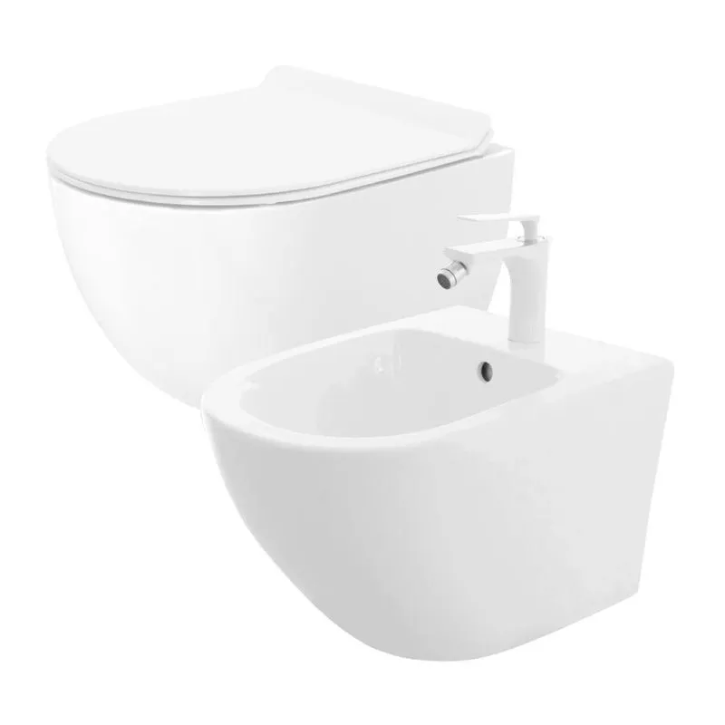 Set Wc Vaso + Bidet Carter Bianco Sospeso