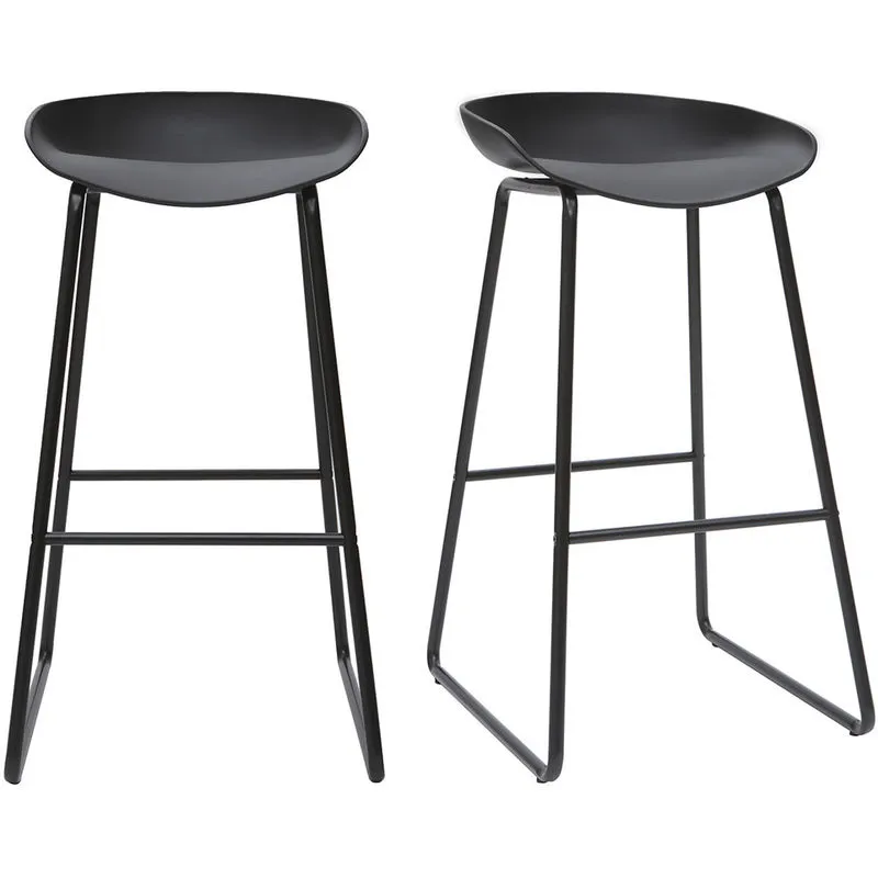 Sgabelli da bar design neri con piedi in metallo (set di 2) pebble