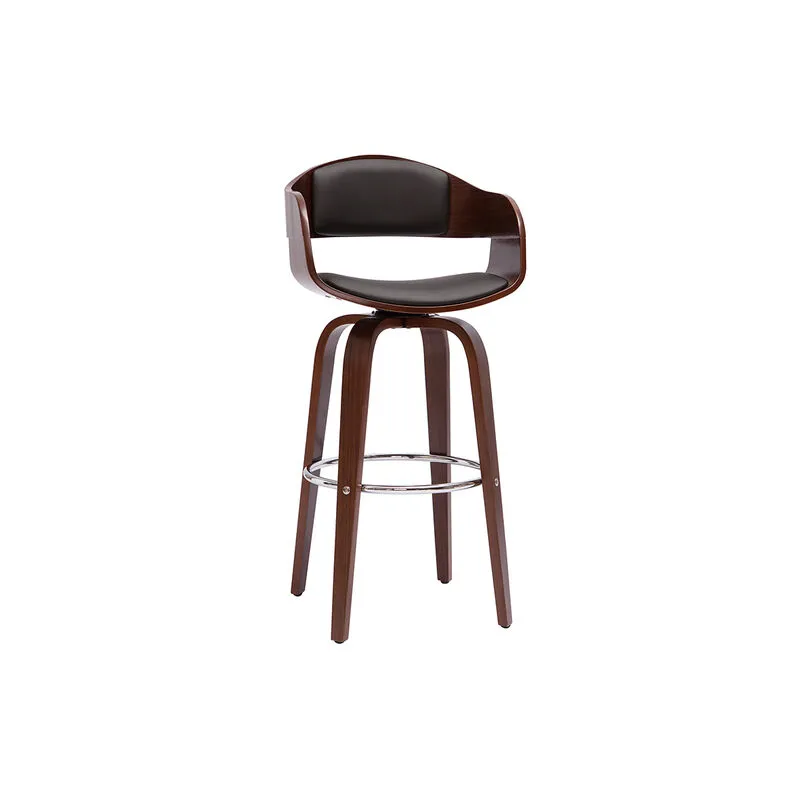 Miliboo - Sgabello da bar design girevole nero e legno scuro H67 gao