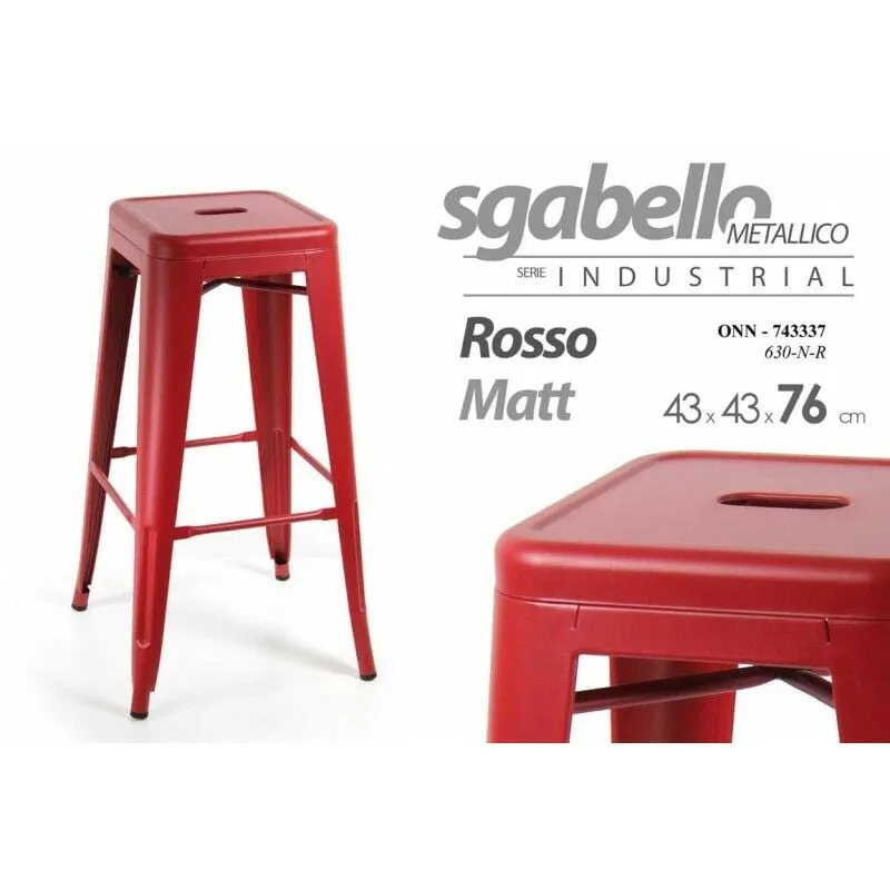 Webmarketpoint - 4x Sgabello design bar in metallo rosso cm 43 x 43 x76