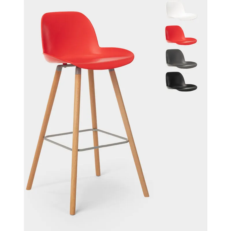 Sgabello moderno alto design scandinavo per bar e cucina Eiffel Burj 75 Colore: Rosso