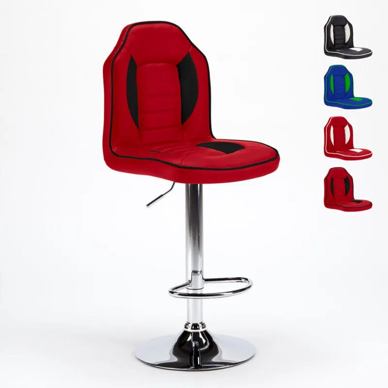 Sgabello per sale giochi e bar in similpelle Racing Design Colore: Rosso 2