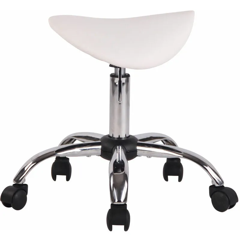 Sgabello con ruote regolabile seduta in stile sella in similpelle vari colori colore : Bianco