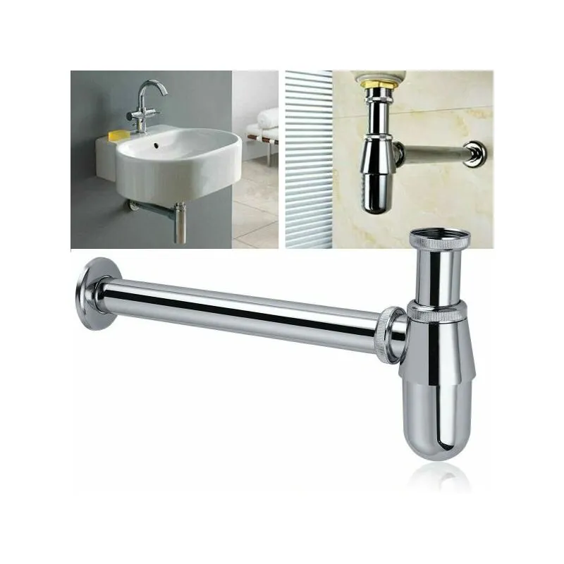 Sifone a bottiglia lavandino scarico 1' 1/4 lavabo cromato con rosone Art.69373