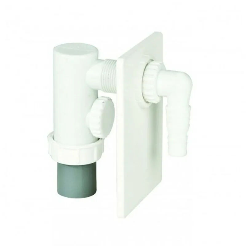 Sifone ad incasso per lavatrice con placca in pvc bianco