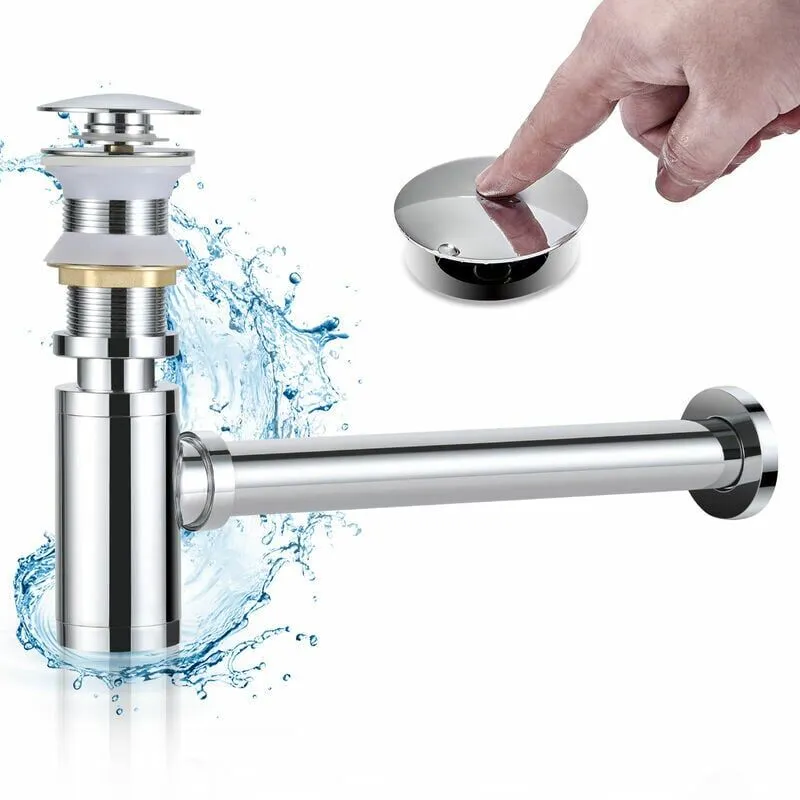 Sifone per lavabo con scarico per lavabo pop-up senza troppopieno, set di scarico e sifone per bagno, kit sifone per scarico per lavabo dal design