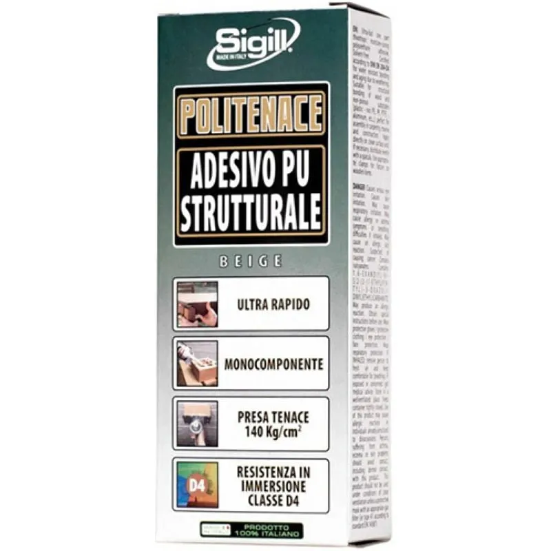 Politenace tubetto adesivo poliuretanico strutturale beige 60 ml per incollaggi fortissimi verniciabile made in italy - Sigill