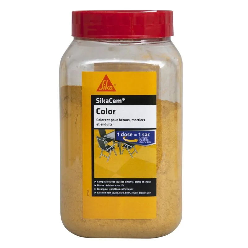 Sika - Colore Cem, giallo, tintura in polvere per cemento, calce e cerotti, 0,4 kg per contenitore