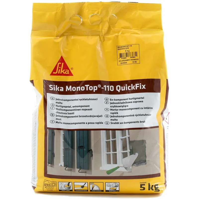 Sika - Monotop 110 QuickFix, Grigia - Malta pronta monocomponente - Per un'ottima adesione a presa rapida - 5kg