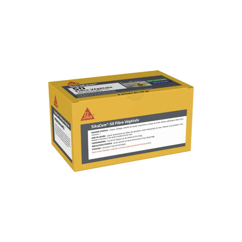 Sika - Cem-50 fibra vegetale - Per calcestruzzo e malta - 6 dosi da 50 g - Blanc