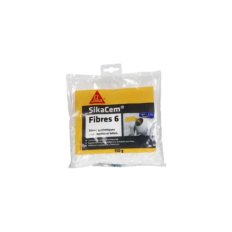 Sika - Cem Micro-Synthetic Fibre per calcestruzzo e malta - Fibra-6 - 150 g - Blanc