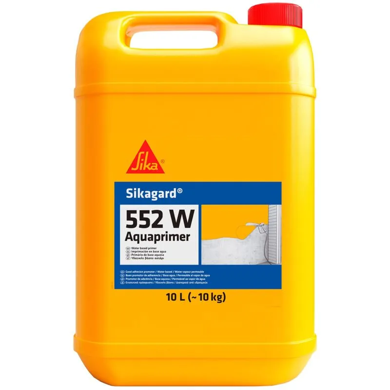 Sika - Sikagard-552W Aquaprimer, Bianco lattiginoso - Primer a base acquosa per rivestimenti in fibro-cemento, calcestruzzo aerato, gesso - Latta 10L