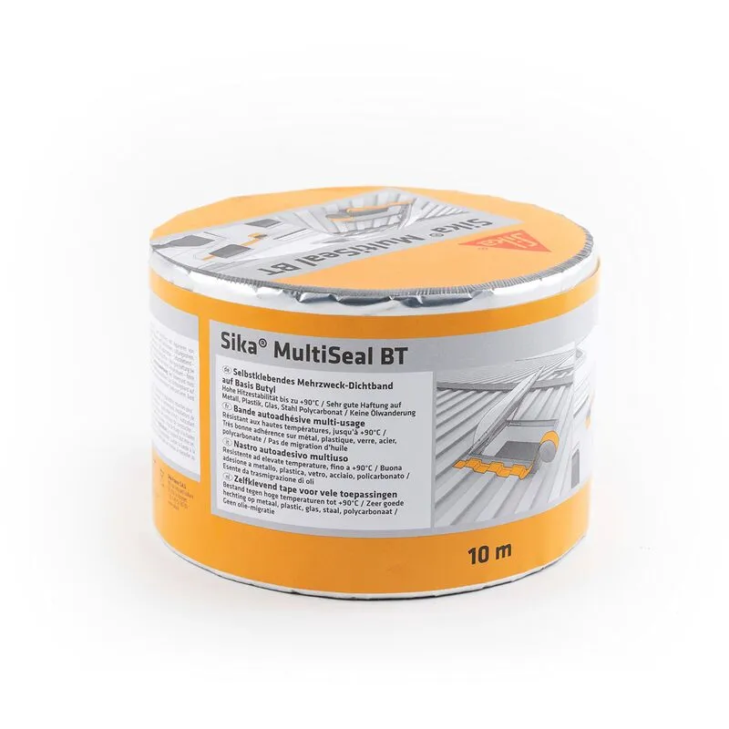 Sika - MultiSeal bt, Alluminio - Nastro sigillante butilico - Rivestito con un foglio di alluminio - Impermeabile - Rotoli da 10m x 100mm