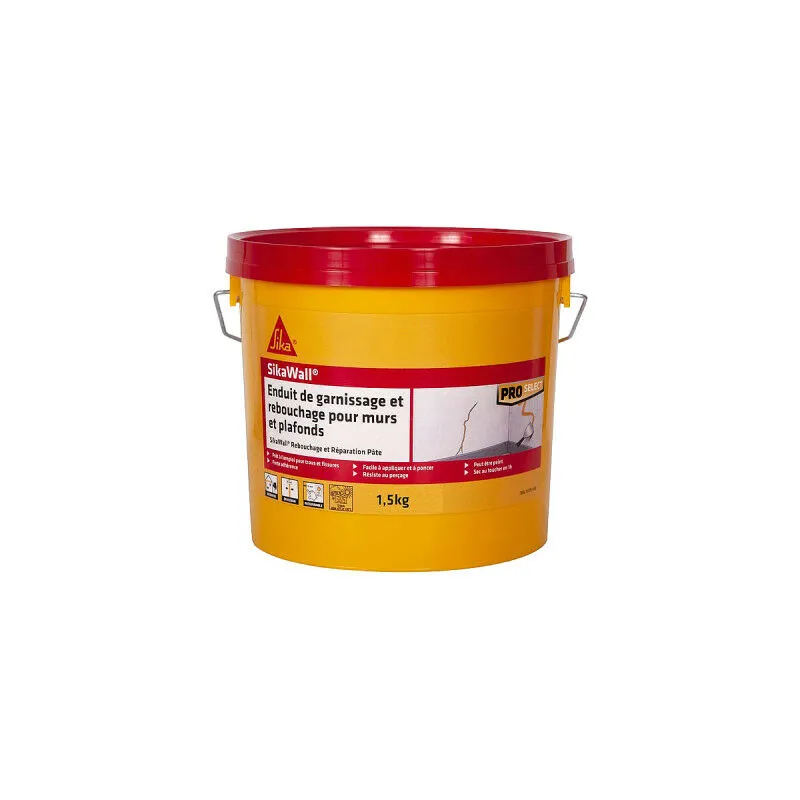 Sika - Wall Riempimento di intonaco Riempimento e riparazione per pareti e soffitti in pasta - 1,5Kg - Blanc