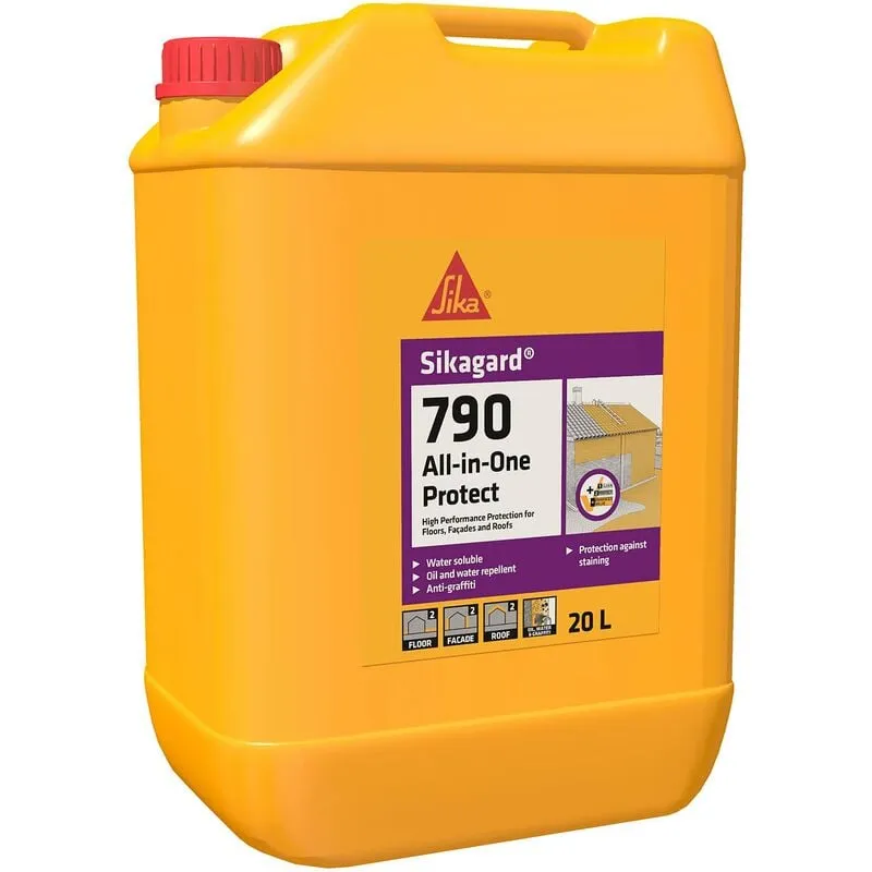 Sika - Sikagard-790 All-in-One Protect, Trasparente - Protettivo invisibile per superfici porose - Facciate, pavimenti e tetti - 20L