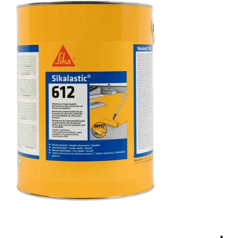 Sika - LASTIC-612 - membrana liquida 5 lt colore grigio impermeabilizzante poliuretanica monocomponente applicabile a freddo