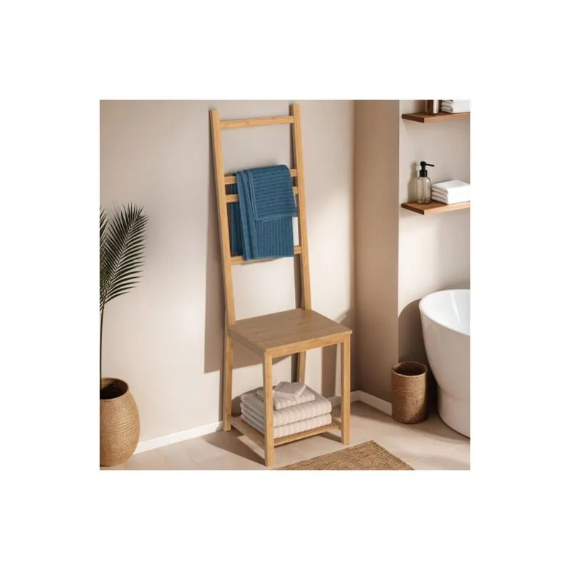 Idmarket - Silla toallero de bambú de 4 niveles lana