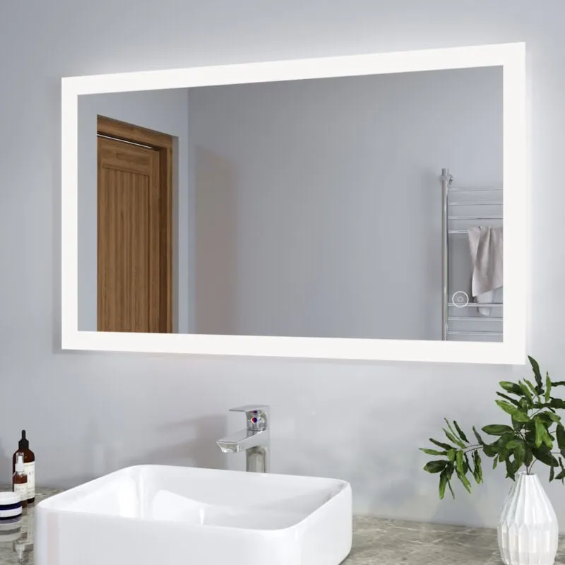  Specchio da Bagno Luce LED, Specchio Bagno Illuminato 100 x 60 cm con Touch Control e Anti Appannamento, Specchio da Parete Moderno