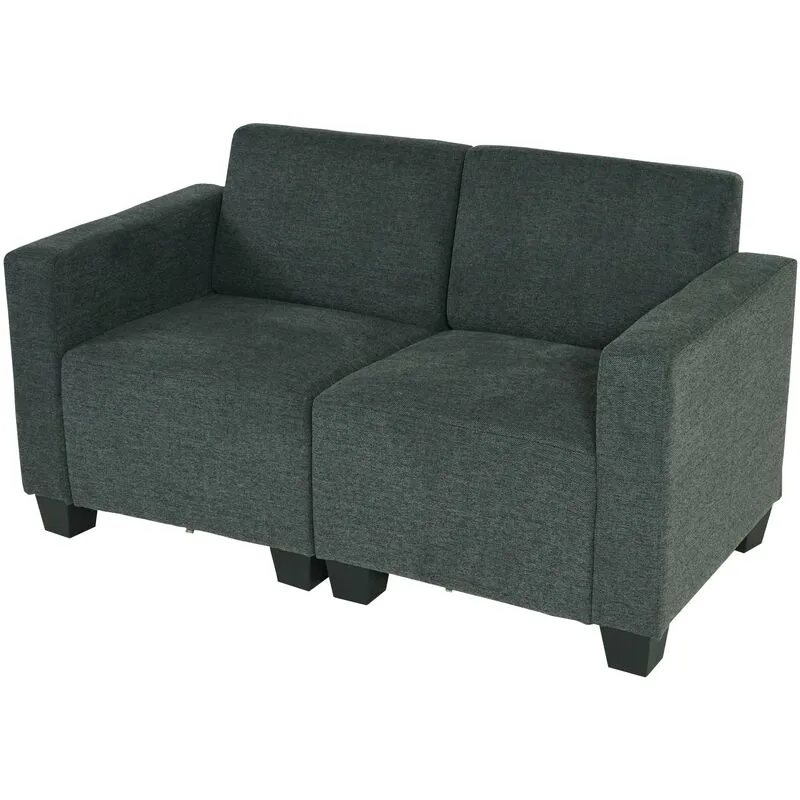 Mendler - Salotto modulare componibile lounge moderno Lione N71 tessuto divano 2 posti antracite - grey