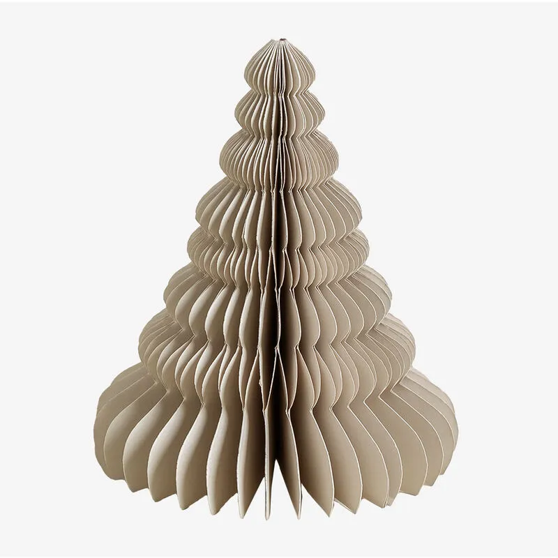 Albero di Natale di carta Noelle Beige Lino ↑15 cm - Beige Lino ↑15 cm - Sklum