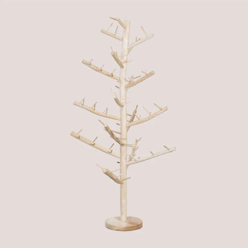 Sklum - Albero di Natale in legno di teak Abies Legno Naturale - Legno Naturale ~Ø90 cm