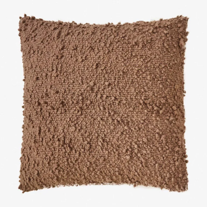 Cuscino quadrato in tessuto bouclé (45x45 cm) Zanero Marrone Praline - Sklum