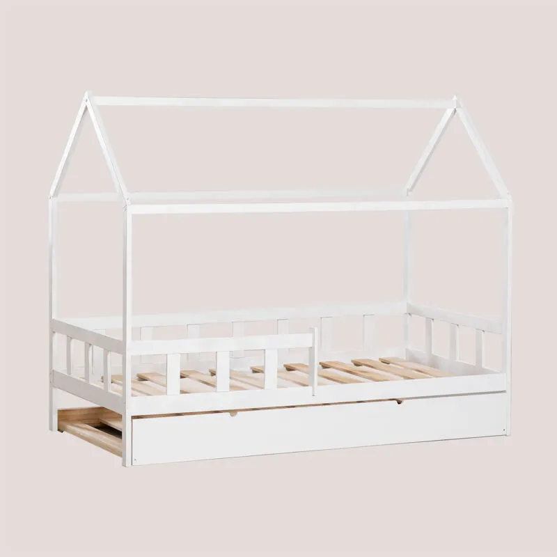 Letto in legno per materasso Kelly Kids da 90 cm Bianco Legno Letto a scomparsa - Sklum