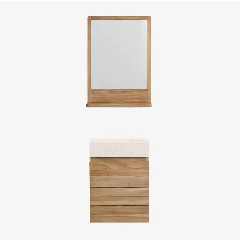 Sklum - Set Arredo Bagno in Legno Teak con Lavabo Integrato in Cemento Napier