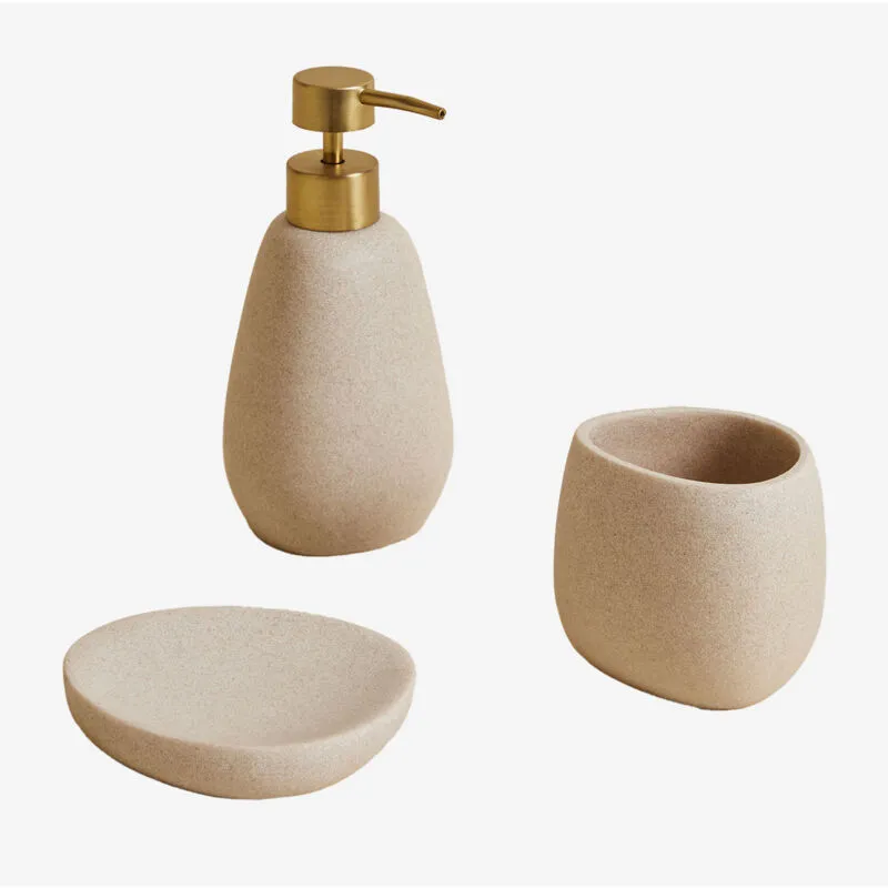 Set da bagno in resina Yegro Tapioca Beige - Sklum