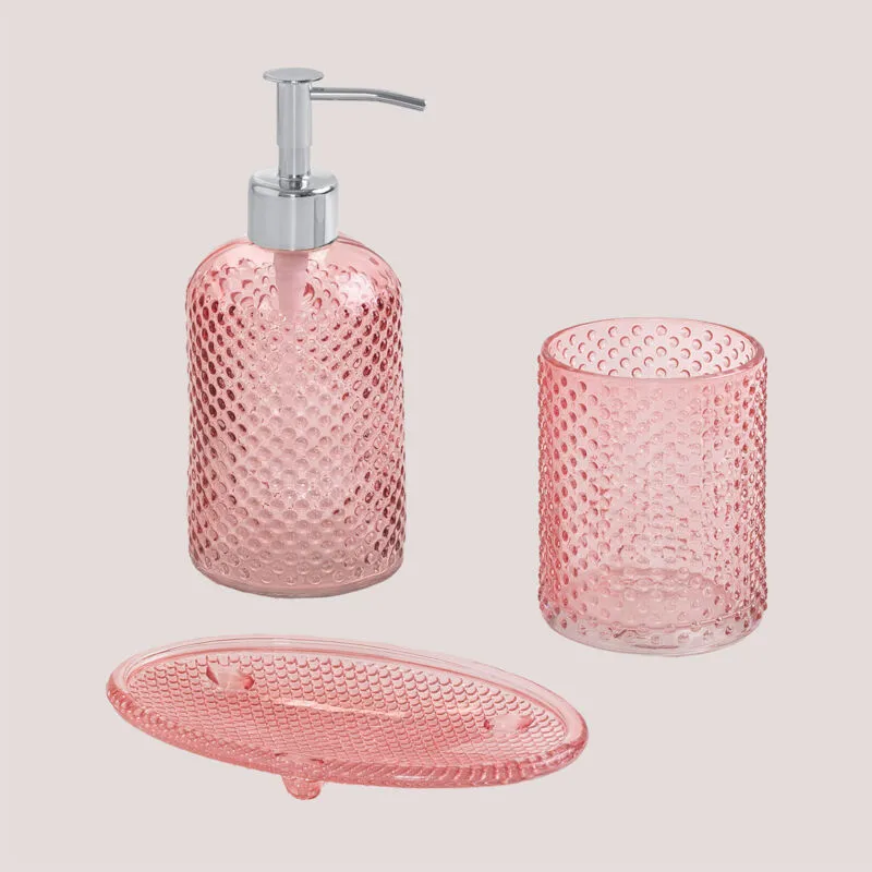 Set da bagno in vetro Yerlic Rosa - Rosa - Sklum