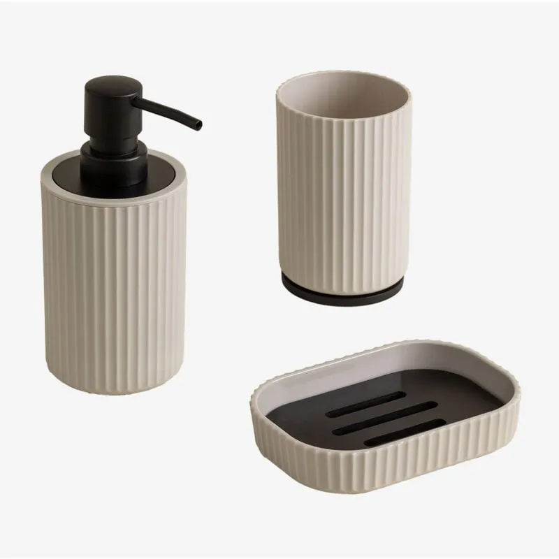 Set da bagno Ozene in abs e bambù Beige Crema - Beige Crema - Sklum