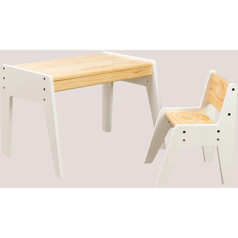 Set tavolo e sedia in legno Blaby Kids Bianco - Sklum