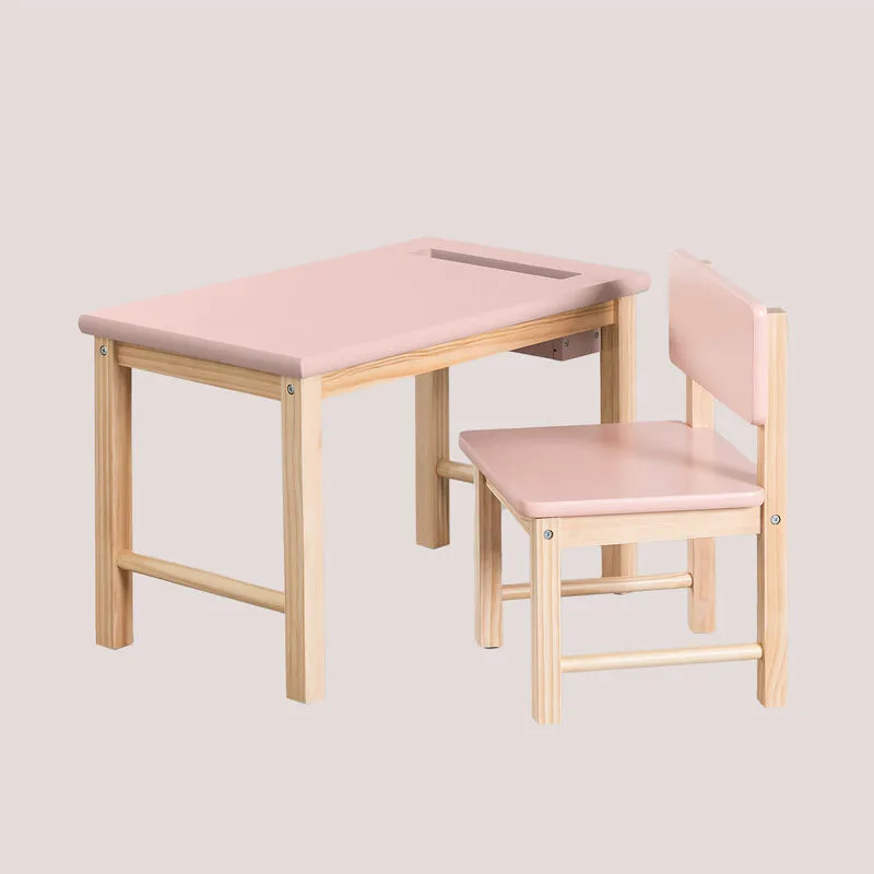 Set tavolo e sedia in legno Dakota Kids Rosa chiaro - Sklum