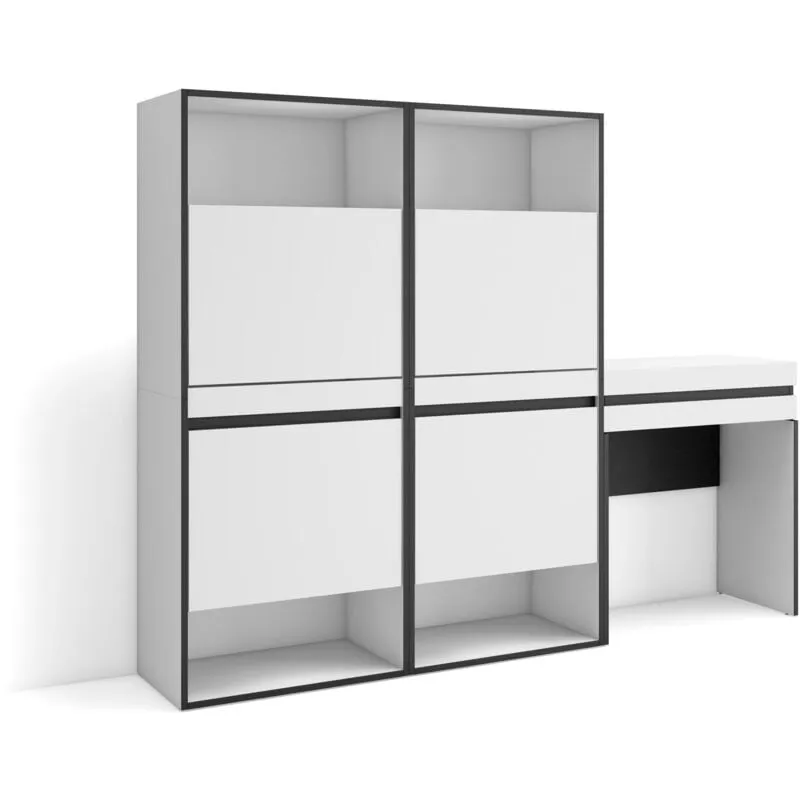 Skraut Home - Scarpiera, Mobile Salvaspazio, 190x145x35 cm, Camera da letto, stanza, Tavolo da toeletta, Stile moderno, Bianco