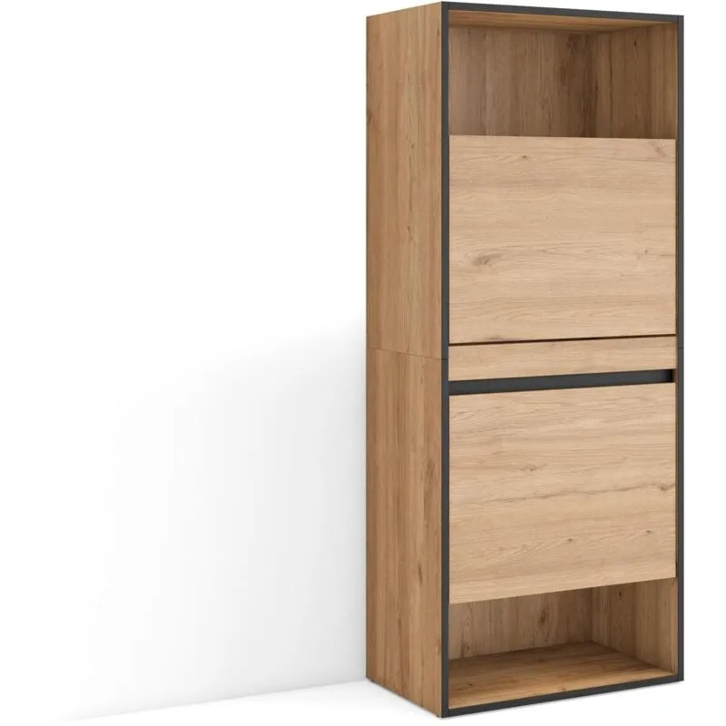 Scarpiera, Mobile Salvaspazio, 60x145x35 cm, Camera da letto, stanza, Armadio, Stile moderno, Rovere - Skraut Home