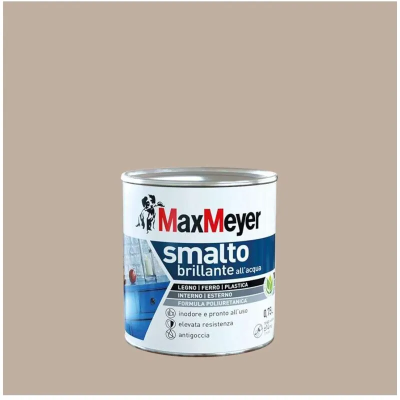 Max Meyer - MaxMeyer Smalto Brillante all'acqua Poliuretanico Tortora 0,75 l