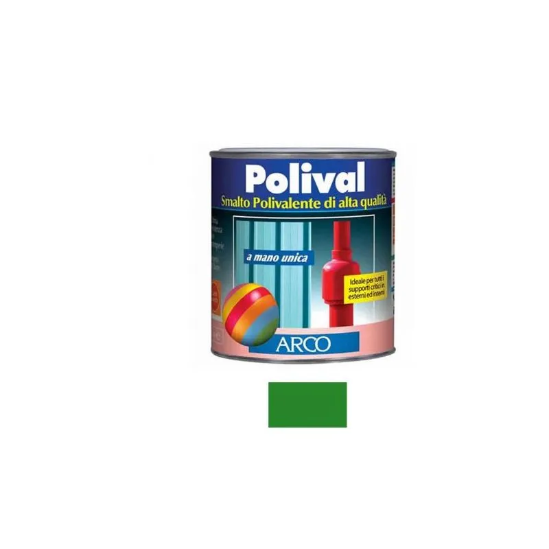 Smalto mano unica senza fondo polival Arco per plastica vetro lamiera LT.0,75 Verde Foglia - Verde Foglia