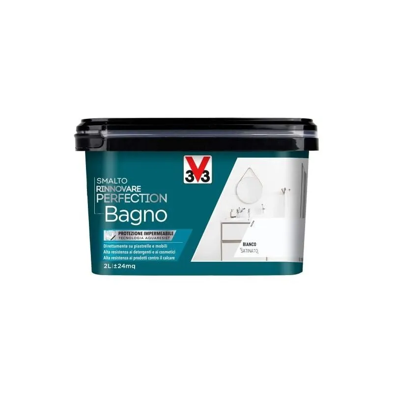 SMALTO ACQUA v33 RINNOVATORE SUPERFICIE BAGNO BIANCO SATINATO 2 LT (02145)