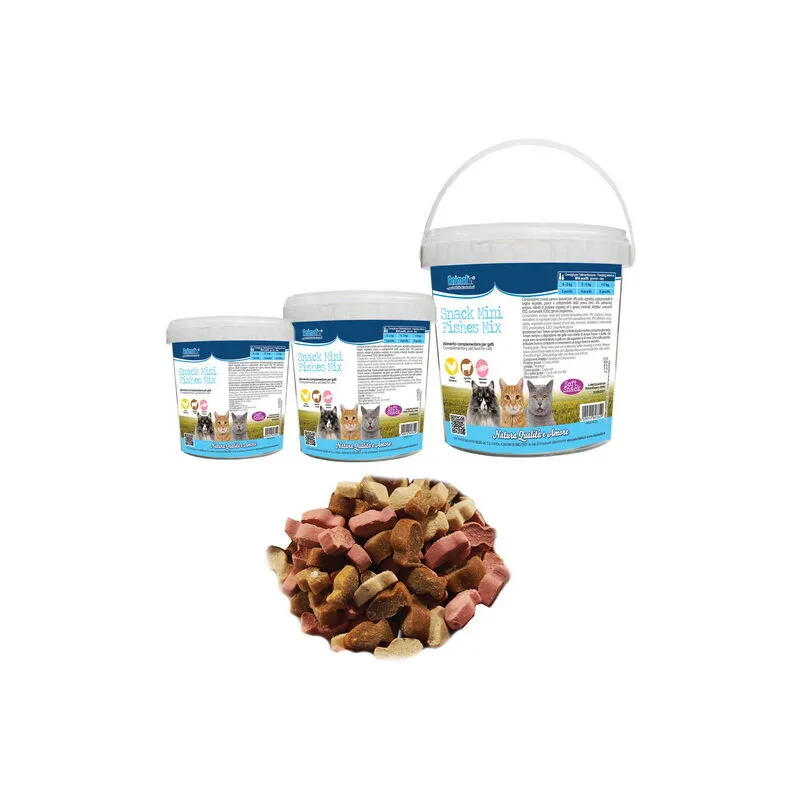 Animalin - also snack cat mini fishes mix pollo agnello e salmone 100GR