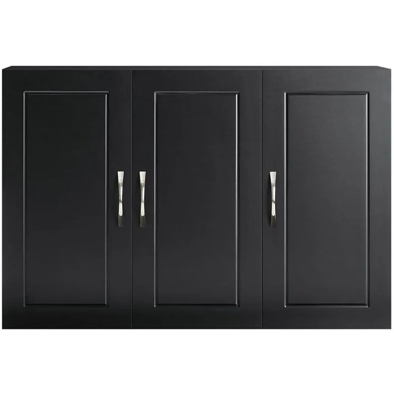 Sobuy - Armadietto pensile da bagno Mobile da parete per il cucina 3 ante 90x30x60cm Nero FRG231-L-SCH