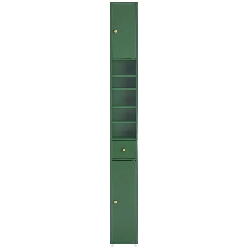 Armadio Colonna bagno, Mobile bagno alto con 2 Ante e 1 cassetto altezza: 180 cm Sobuy Verde BZR34-SY