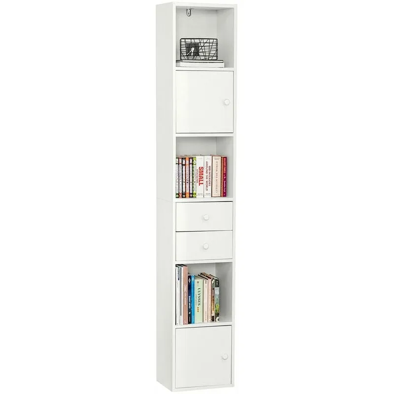 Armadio Colonna salvaspazio Mobiletto salvaspazio Scaffale Alto Cassettiera Bagno Mobiletto Bagno STR10-W - Sobuy