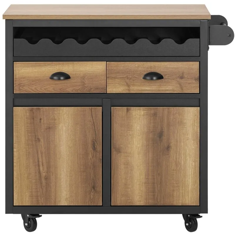 SoBuy Carrello Cucina Con Ruote Credenza Cucina Mobile Cucina Nero 89x40x87cm FKW122-SCH