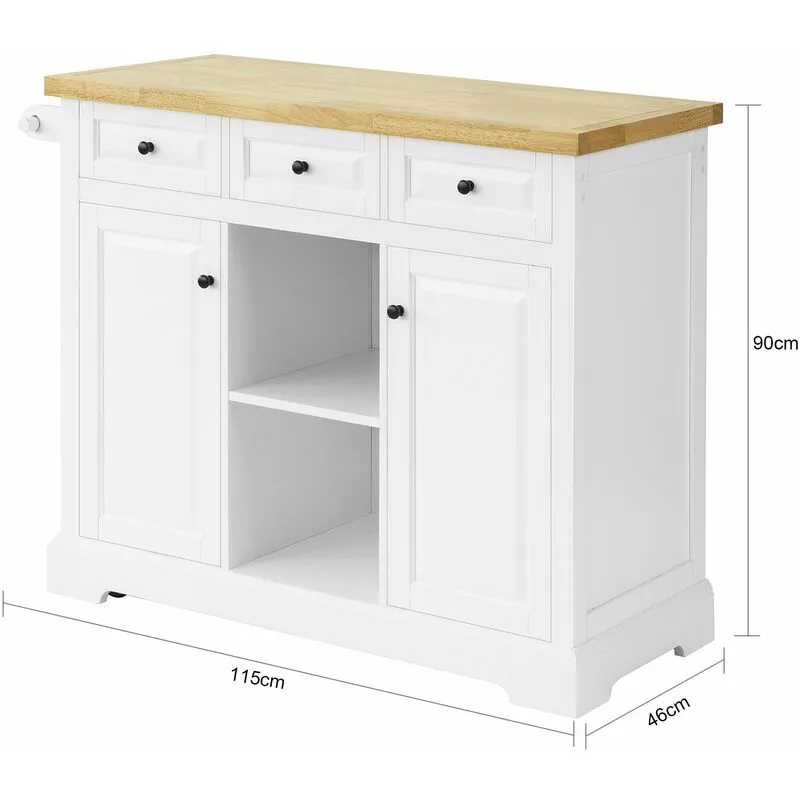 Carrello Cucina Credenza Cucina Mobile Cucina Bianco con Route FKW101-WN - Sobuy