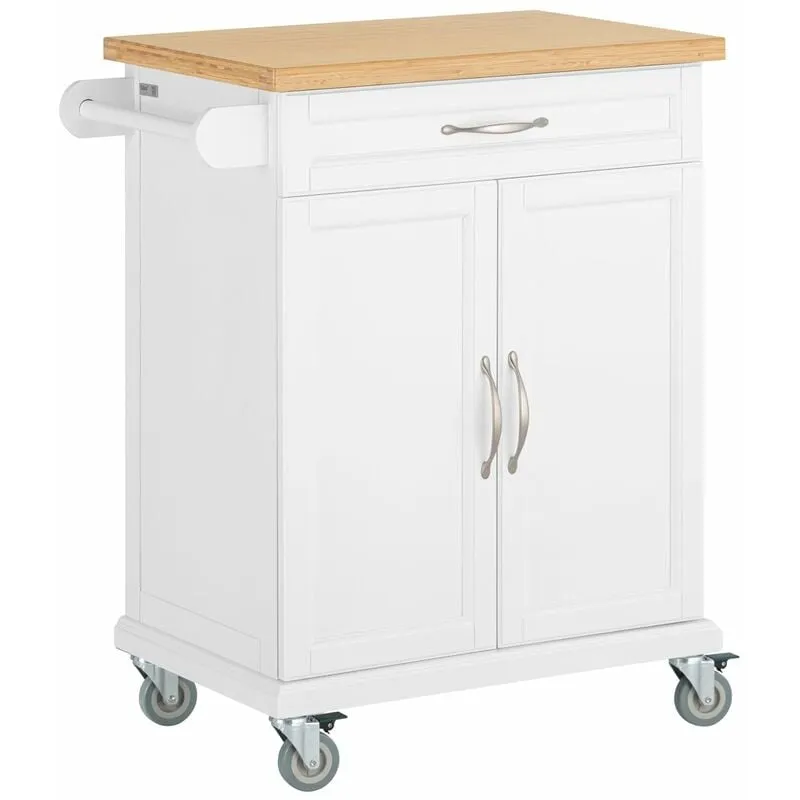 Carrello Cucina,Credenza Cucina,Mobile Cucina Con Route,Bianco FKW13-W - Sobuy