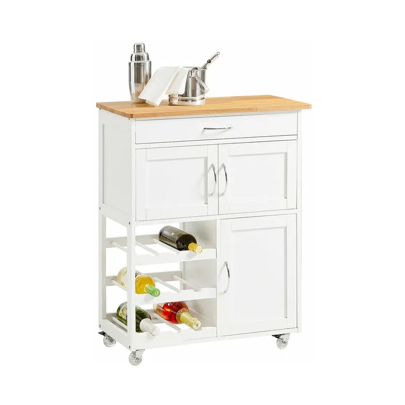 Sobuy - Carrello di servizio Credenza in legno mobile cucina Bianco FKW45-WN